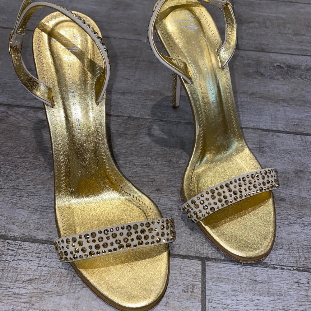Gold Giuseppe Zanotti Heels with Diamonds